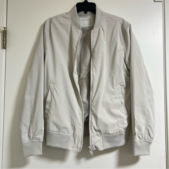 DENIM & FLOWER Men's Classic Bomber Jacket - Sand / Khaki - S - Picture 7 of 12